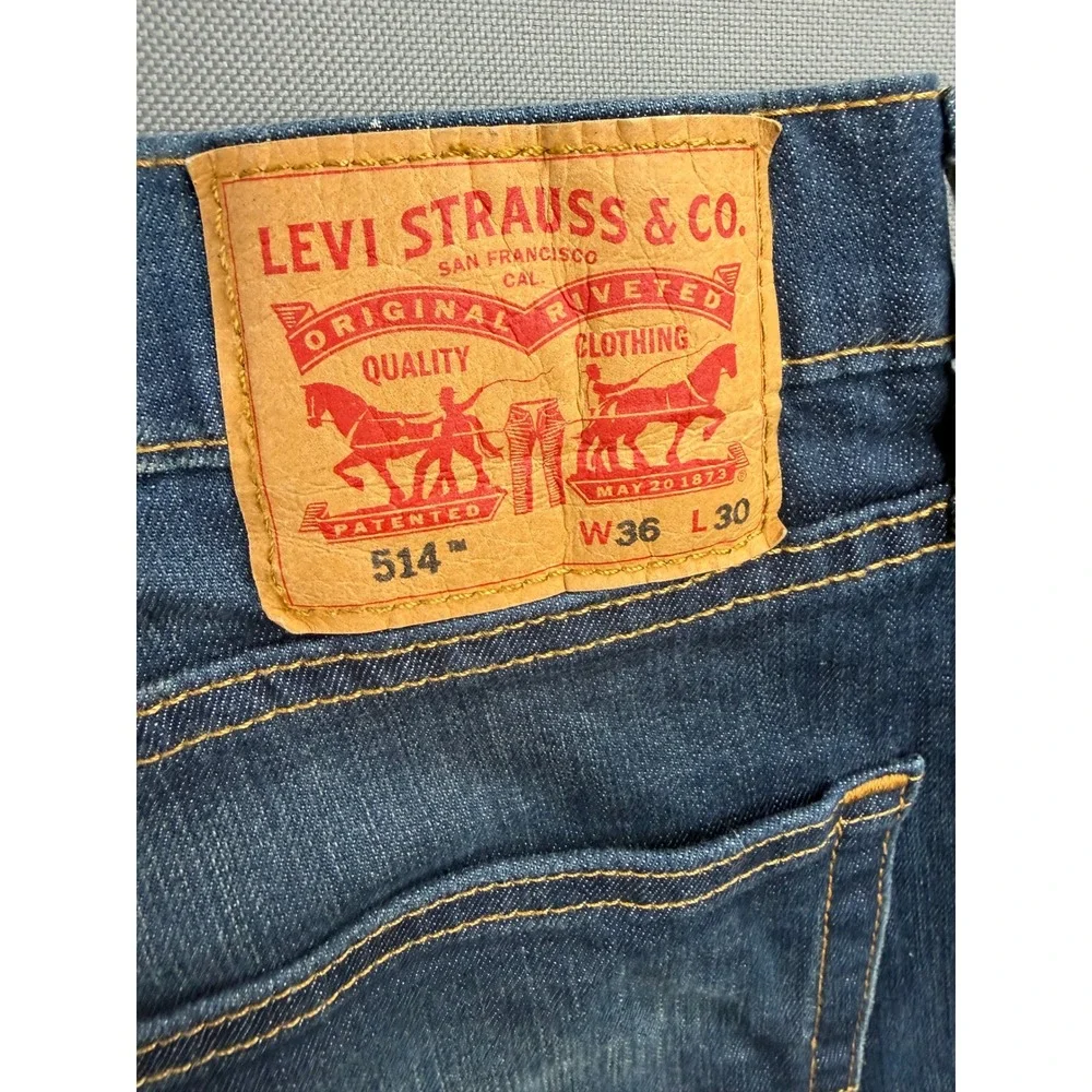 Levi's 514 Straight Fit Jeans Mens‎ Blue Medium Wash Denim 35x30